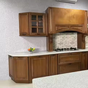 Enbl From Indonesia Modern Modular Solid Wood Cupboard Classic Style Lacquer Door Home Pantry Kitchen Cabinets High Quality