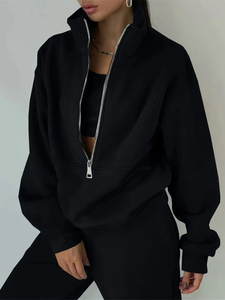 High Quality 2-Piece Women's Fleece Sweatpants Hoodie Custom Logo Solid Pattern Tracksuits Sweatsuit Sets for Winter - Product Image 3