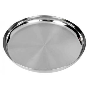 Platos plateados Plato de metal para servir alimentos Utensilios de cocina Mesa de comedor Platos de servicio redondos decorativos de acero inoxidable - Product Image 6