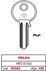Clé en laiton We3 (g.Vac 4) Welka - Product Image 1