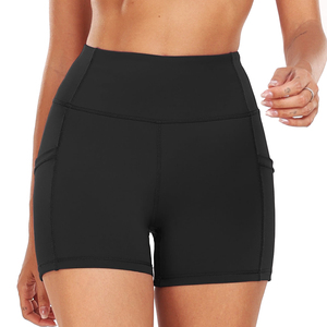 Pantalones cortos de mujer Fitness entrenamiento Yoga pantalones de cintura alta gimnasio correr Scrunch Butt Biker pantalones cortos con bolsillo para teléfono pantalones cortos para mujer - Product Image 3