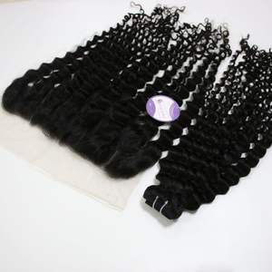 La meilleure vente de cheveux humains vierges du Vietnam, frontal 13x6 et mèches de cheveux deep wavy pour tête complète, prix de gros - Product Image 2