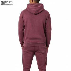 Survêtements en coton personnalisés nouvel arrivage Survêtements délavés au soleil et à la pierre unis Ensemble de sweats à capuche et pantalons de survêtement délavés à l'acide de luxe - Product Image 6