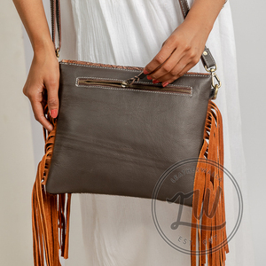 Bolso de hombro LW Trending 2024 de cuero genuino para mujer, moda barata, venta al por mayor, patrón geométrico portátil para uso en primavera e Invierno - Product Image 5