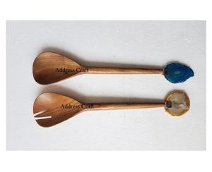 Top Quality Wooden Salad Server Kitchen Utensils Salad Tools Large <b>Serving</b> <b>Spoon</b> and Fork Kitchenware Essential Cooking Tools - Product Image 4