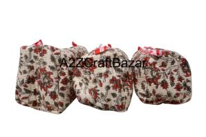 Quilted Toiletry Set Vintage <b>Makeup</b> Organizer for Travel Bridesmaid Cosmetic 3PC Pouch Set Hand Block Printed Boho Cotton <b>Vanity</b> - Product Image 2