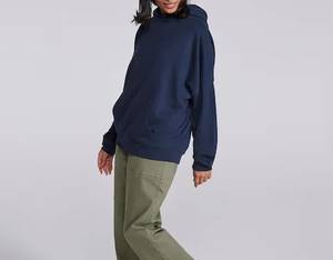 เสื้อสวมหัวผ้าฝ้ายมีฮู้ดพร้อมกระเป๋าจิงโจ้สีฟ้าขนาดใหญ่ที่กำหนดเองน้ำหนักเบาสำหรับฤดูหนาว - Product Image 3