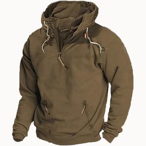 Custom <b>Men's</b> Hooded Sweatshirts with Zip Pockets Solid Color Casual Streetwear Pullover Coat Fabric with Print Design - Product Image 4