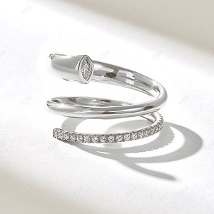 Vente à distance Grande demande Or blanc 18 carats Diamants naturels ronds personnalisés Vente en gros Alliance en spirale pour femme - Product Image 3