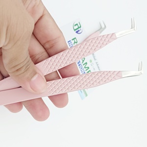 Vente chaude Durable En Acier Inoxydable Rose Couleur 90 Degrés Boot Fiber Tip Pince À Cils pour Cils Classiques et Méga Volume - Product Image 3