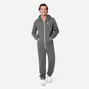80% coton 20% Polyester dos brossé coton à l'intérieur fermeture éclair bidirectionnelle de qualité gris foncé mélange unisexe Original Onesie - Product Image 1