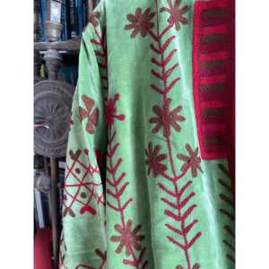 Blazer d'automne pour femmes, style chinoiserie, veste matelassée, broderie florale, velours réversible, vert mousse/scarlet, veste bomber courte en cuir - Product Image 1