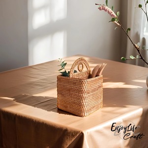 Panier de rangement de bureau en rotin, paniers de rangement faits à la main, rotin naturel, moderne, multifonction, fabriqué au Vietnam - Product Image 6