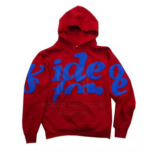 Men's <b>Trendy</b> Solid Color Puff Printing Winter <b>Hoodie</b> New Fashion Style with Custom Logo Plain Dyed Technique - Product Image 1