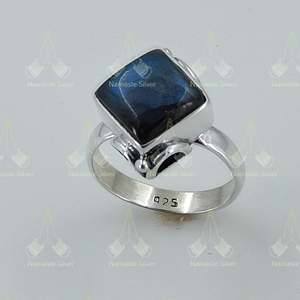 Handmade Women's Silver <b>Labradorite</b> <b>Ring</b> Natural Square Sterling Gemstone Jewelry with Inlay Setting Labrodorite Gift - Product Image 4