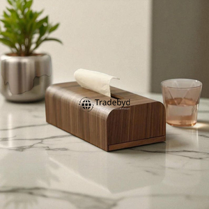 Caja de Pañuelos y Soporte de Madera de Primera Calidad con Diseño Floral Grabado para Mesa de Comedor, Sala de Estar, Tradebyd - Product Image 5