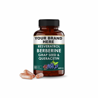 Resvératrol pur et naturel, supplément de pépins de raisin de berbérine et de queracétine | Mélange de suppléments | Supplément tout-en-1