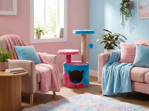 Arbre à chat Amistar Kawaii Cloud Home de haute qualité avec structure en bois, 3 niveaux, durable, pour chats et petits animaux de toutes tailles, en carton - Product Image 4