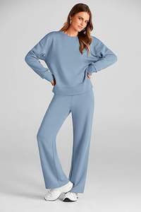 Femmes hiver Streetwear survêtement deux pièces couleur unie sweat à capuche pantalon ensemble taille élastique pantalon court de haute qualité - Product Image 4