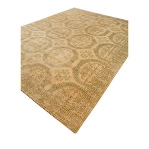Alfombra de Lana y Yute Anudada a Mano Far East Gold, Rectangular Grande con Medallón y Patrón Abstracto para Hogar, Dormitorio, Pasillo - Pae-5493 - Product Image 2