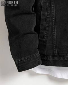 Veste denim d'hiver personnalisée de haute qualité en coton délavé double couleur logo décontracté à l'avant pour hommes - Product Image 4