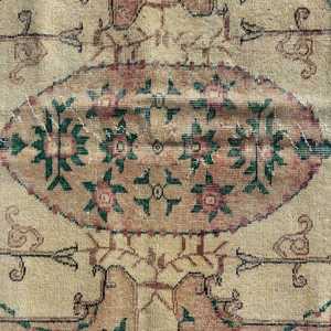 Turkish Vintage Rug, 4x9.3 ft Rug, <b>Red</b> Solid <b>Wool</b> Rug - Product Image 2