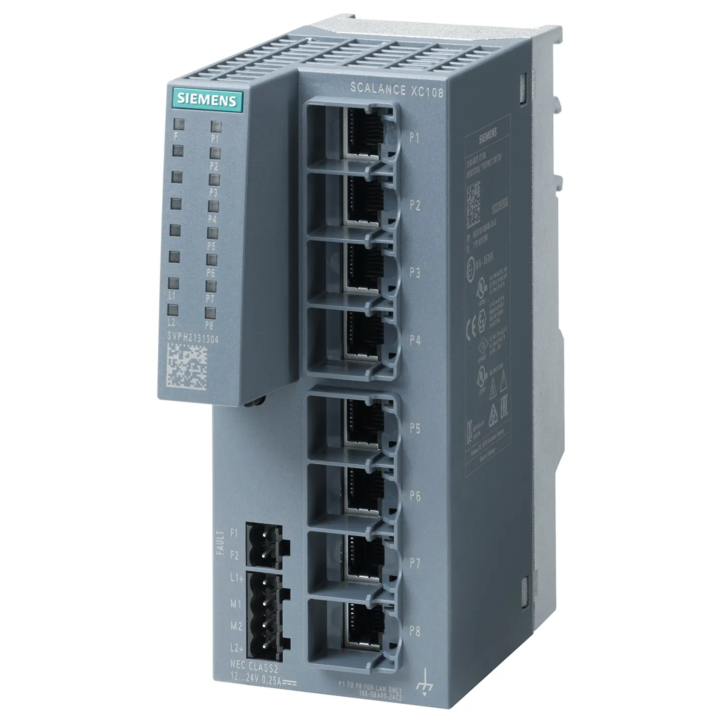 XC108 scalance, 6GK5108-0BA00-2AC2, สวิตช์ที่ไม่มีการจัดการ, พอร์ต RJ45 8X 10/100 mbit/ S, 6GK51080BA002AC2