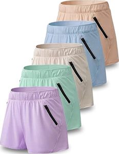 Shorts de sport respirants pour femmes avec taille élastique et poches zippées, ensemble décontracté pour une utilisation active et athlétique - Product Image 6