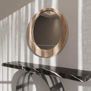 Miroir mural KALATRI Art Déco fait main, écologique, léger, avec cadre en bois décoratif, bords polis, épaisseur 4 mm, alimentation CC - Product Image 1