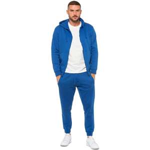 Ensemble de survêtement décontracté 2 pièces en polaire respirant à capuche et cordon de serrage, couleur unie, pour l'hiver – Sweat à capuche et pantalon de survêtement pour le sport et la gym - Product Image 1