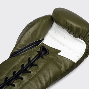 Guantes de Boxeo Muay Thai Personalizados FLY Verde/Blanco con Cordones, Guantes Profesionales de Kickboxing para Gimnasio, Venta al Por Mayor OEM - Product Image 4