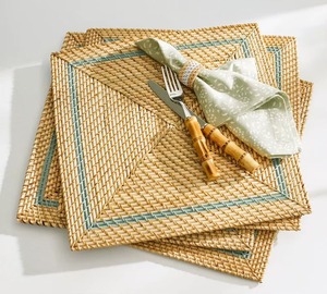 Manteles individuales cuadrados naturales de ratán azul, productos ecológicos hechos en Vietnam, decoración de mesa al por mayor - Product Image 6