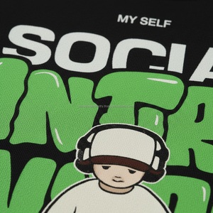 Camiseta de Algodón Urbana Extra Grande con Diseño de Personaje de Dibujos Animados con Letras de Burbuja Verdes, Logotipo Personalizado OEM - Product Image 2