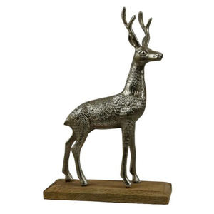 Base en bois finition argent cerf en aluminium fait main Table de Noël Cadeaux décoratifs Métal Cerf Chambre Table décorative - Product Image 4