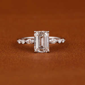 Anillo de compromiso de diamante cultivado en laboratorio de corte Marquesa 14KT chapado en oro sólido IGI certificado Pave ajuste diseño hecho a mano estilo de moda - Product Image 1