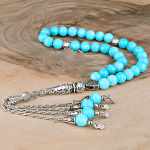 Rosario Tasbih Otomano Sultán de 8mm, Chapado en Plata, Regalo Étnico Islámico, Piedra Natural para Hombre, de Estambul - Product Image 6