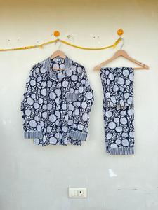 Traje de noche de algodón 100% hecho a mano indio, ropa de dormir informal elegante con estampado Floral para primavera, regalo de invierno ODM de lujo para ella para - Product Image 5