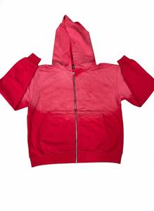 Sweat à capuche zippé en molleton français délavé bleu, motif graphique vintage, délavé au soleil, style décontracté, 100% coton, streetwear - Product Image 3