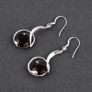 Pendientes de cuarzo ahumado de Plata de Ley 925, chapado en oro Vintage para fiestas de compromiso, joyería para niños, Idea de regalo versátil - Product Image 1
