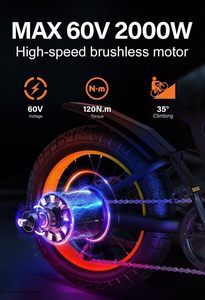 Bici elettrica da cross per ragazzi e adulti, Ebike fuoristrada 48V/60V con motore 1500W 2000W, batterie doppie 25Ah 40Ah, velocità 28 40mph - Product Image 4
