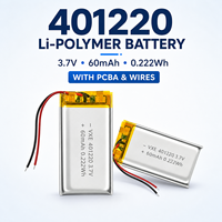 Batterie LiPo polymère ultra rechargeable MinYu Custom 401220 3.7V 60mAh avec PCB et fils pour appareils connectés Bluetooth