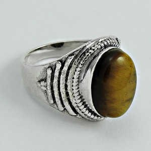 Anillo Tribal Bohemio con Piedra de Ojo de Tigre, con Piedra de Ojo de Tigre Natural, Joyería Vintage de Moda para Mujer - Product Image 1