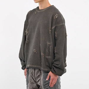 OEM Custom Heavy Weight Distressed Sweatshirts pour hommes de bonne qualité pour une fabrication décontractée au Pakistan - Product Image 2