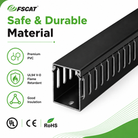 Canal de câblage PVC ignifuge sans halogène FSCAT 2000x30x30mm avec couvercle à clipser et fentes, certifié CE RoHS pour armoire d'automatisation industrielle