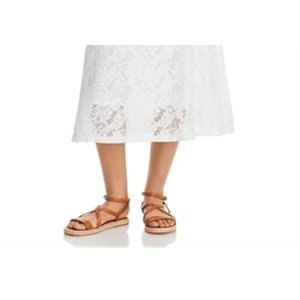 Gonna a trapezio in pizzo bianco con vita elasticizzata, ricami e decorazioni a balze, in morbido cotone e chiffon di seta, stile dolce primaverile XS - Product Image 3