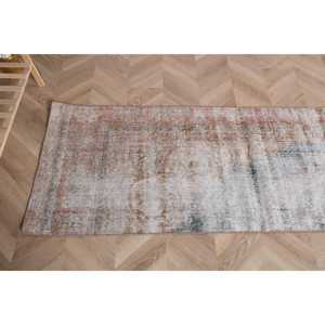 2.3x6.4 ft <b>Rug</b>, Vintage Turkish <b>Runner</b> <b>Rug</b>, Gray Wool <b>Rug</b> - Product Image 5