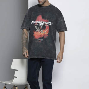 Hombres Moda Look Casual Wear ácido lavado camisetas completo parcheado de gran tamaño nuevo elegante desgaste ácido lavado camisetas - Product Image 6