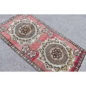 Tapis turc 3,1 x 5,9 pieds, tapis d'appoint vintage, tapis persan rouge - Product Image 3