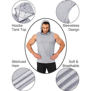 Breathable <b>Men</b> Hooded Tank Top, <b>Sleeveless</b> Workout Shirt for Fitness & Running <b>Hoodie</b>, Casual Gym Sportswear Tank - Product Image 2