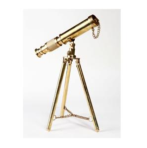 Telescopio Náutico Antiguo de Metal y Madera de Primera Calidad, Montado en un Trípode de Madera para Decoración Marítima del Hogar - Product Image 1
